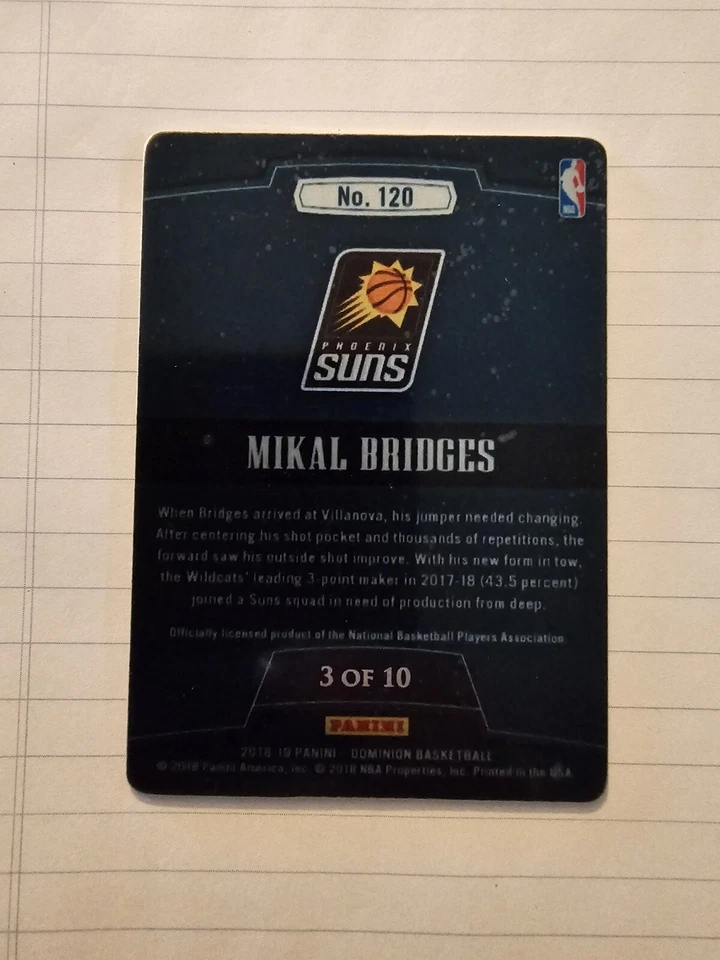 2018-19 Dominion Mikal Bridges Metal Rookie RC #03/10 #120 Suns - Image 2 of 2
