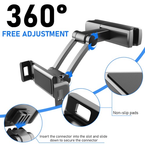 Car Mobile Phone Tablet Stand Seat Headrest Cradle Holder for Dashboard - Afbeelding 3 van 10