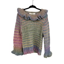 LoveShackFancy Girls Multicolor Alpaca/Wool Blend Ruffle Misha Sweater 5-6 Years
