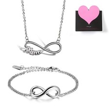 Infinity Love 'Mom' Stainless Steel Necklace Bracelet Set for Mother's Day Gift