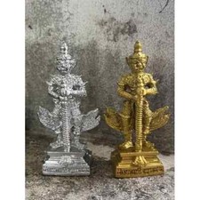 2 Wessuwan Gold Silver Giant God Worship Statue 10 cm. Thai Buddha Amulet
