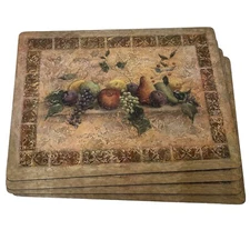 4 Pimpernel Tuscan Palette Fruit Pattern Placemats Table Mats Heavy Cork Backed
