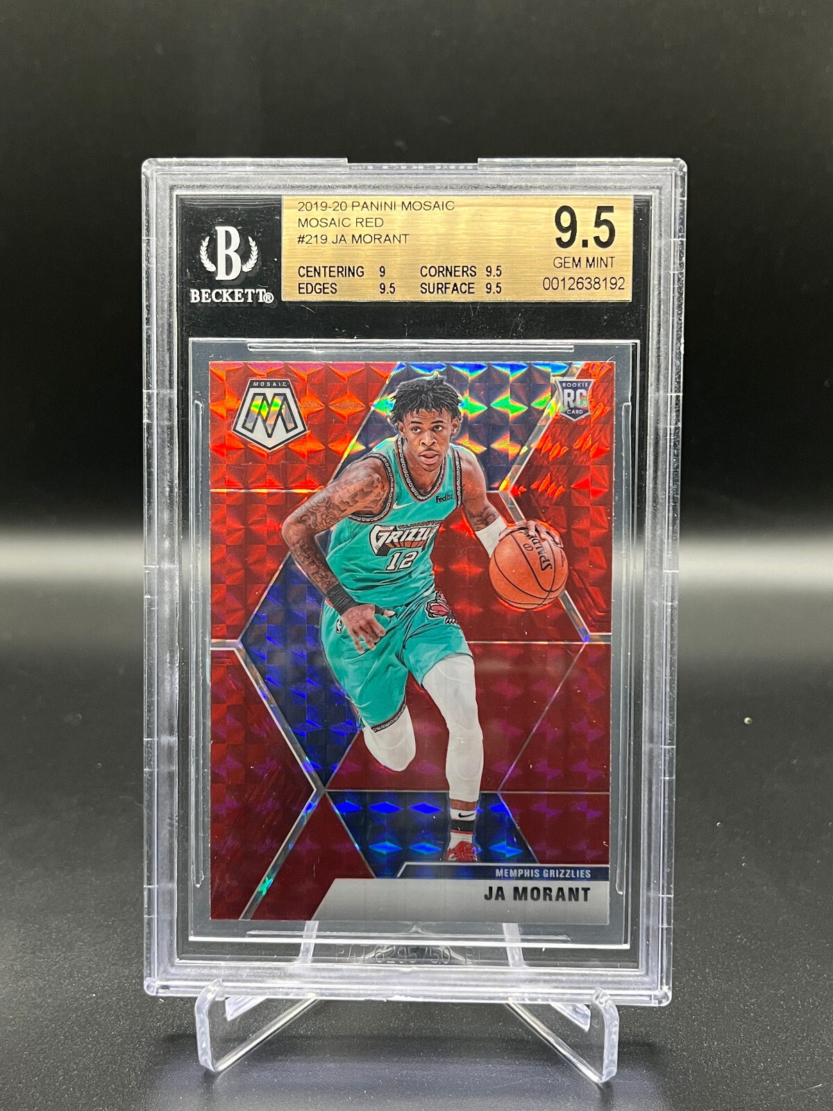 2019-20 Panini Mosaic Ja Morant Mosaic Red Rookie RC #219 BGS 9.5 GEM MINT