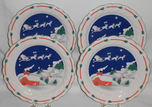 Set (4) Sango CRISTMAS EVE PATTERN Dinner Plates - Picture 8 of 8