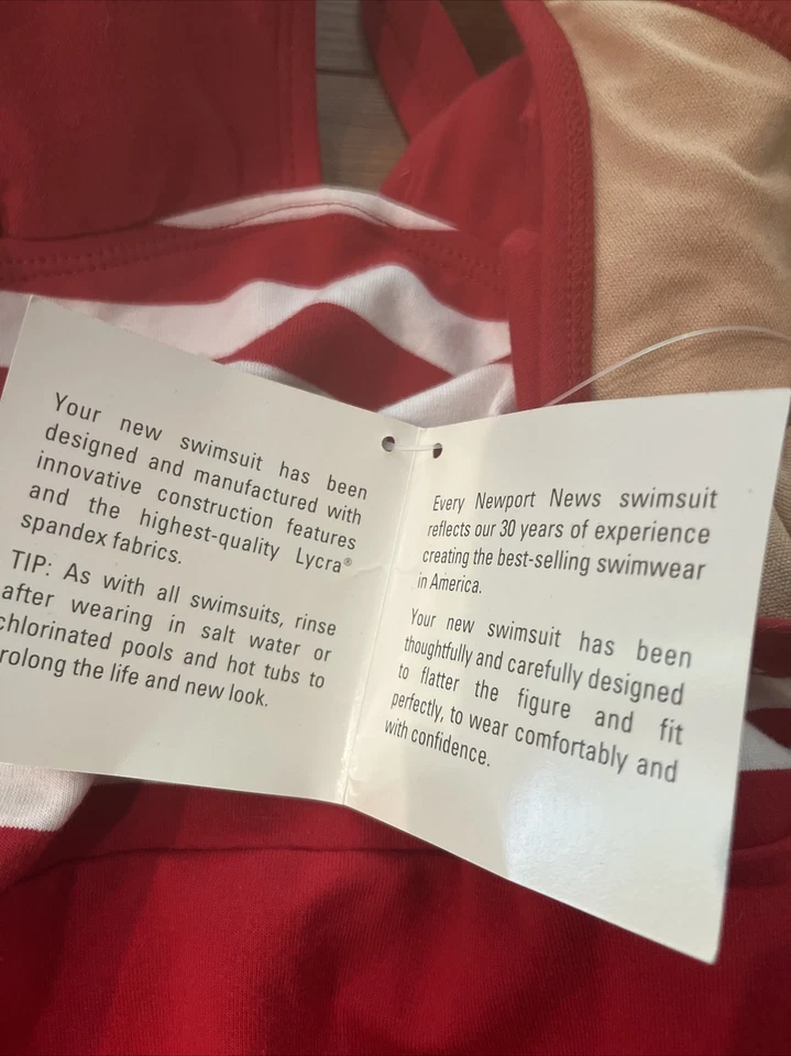 NEWPORT NEWS women's Red And White Unlined ONE-PIECE Swimsuit* 16 - Image 3 of 4