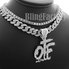 Hip Hop Only The Family OTF & 18" Full Iced Cuban & 1 Row Choker Chain Necklace