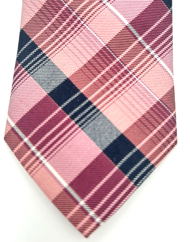 Calvin Klein Skinny Slim Men's Neck Tie Wine Pink Plaid Stripe 3 Width 58 Length - Picture 2 of 6