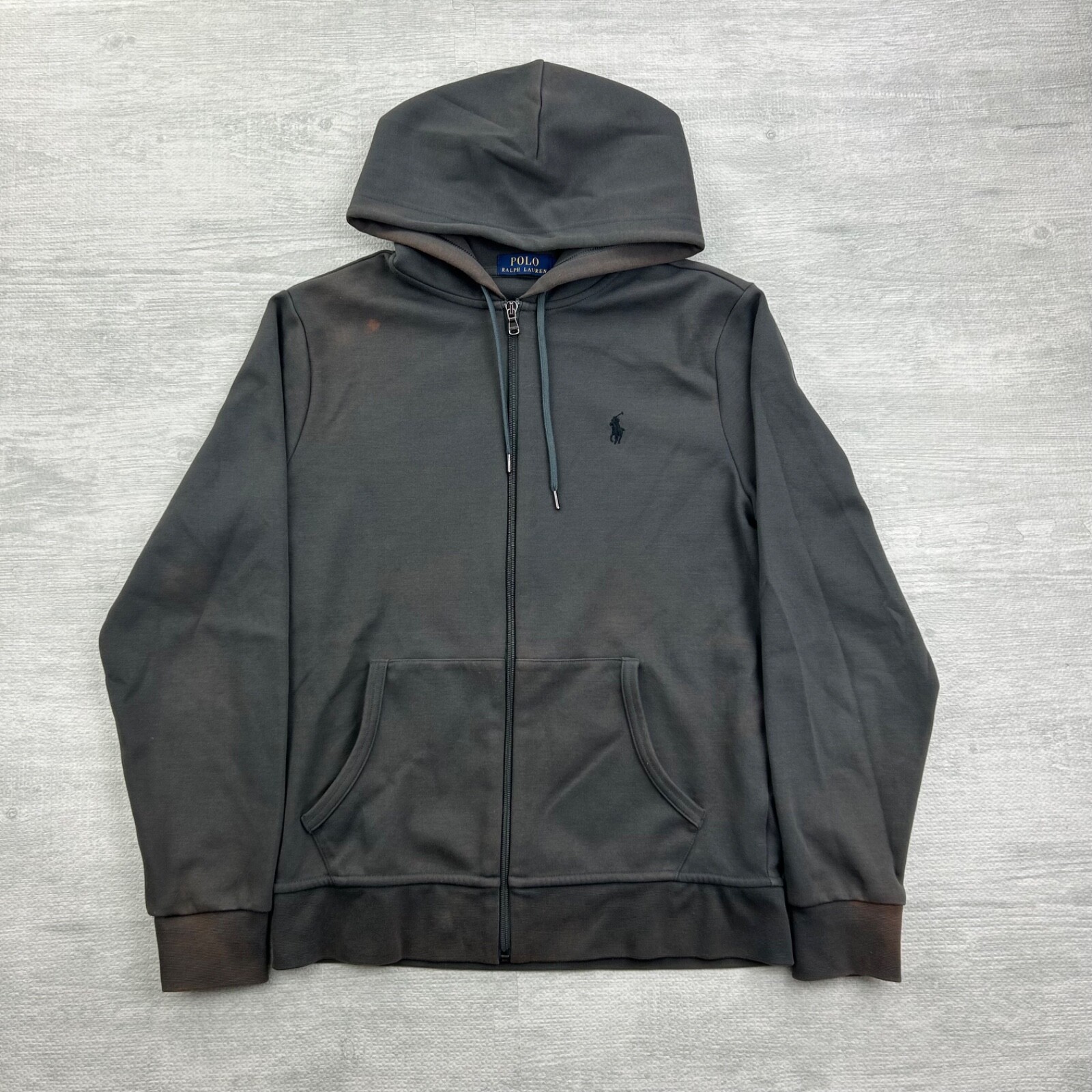 Vintage Polo Ralph Lauren Sweatshirt Size Medium Gray Full Zip Hoodie Small Logo