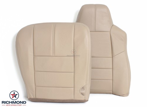 08-10 F250 F350 Lariat - Fundas completas de asiento de cuero de repuesto para el lado del conductor bronceadas - Imagen 8 de 11