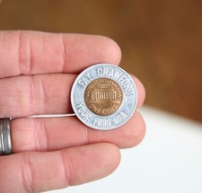1962 Ford Car Man Good Luck Token Penny Vintage Encased Coin Dealer Promo old