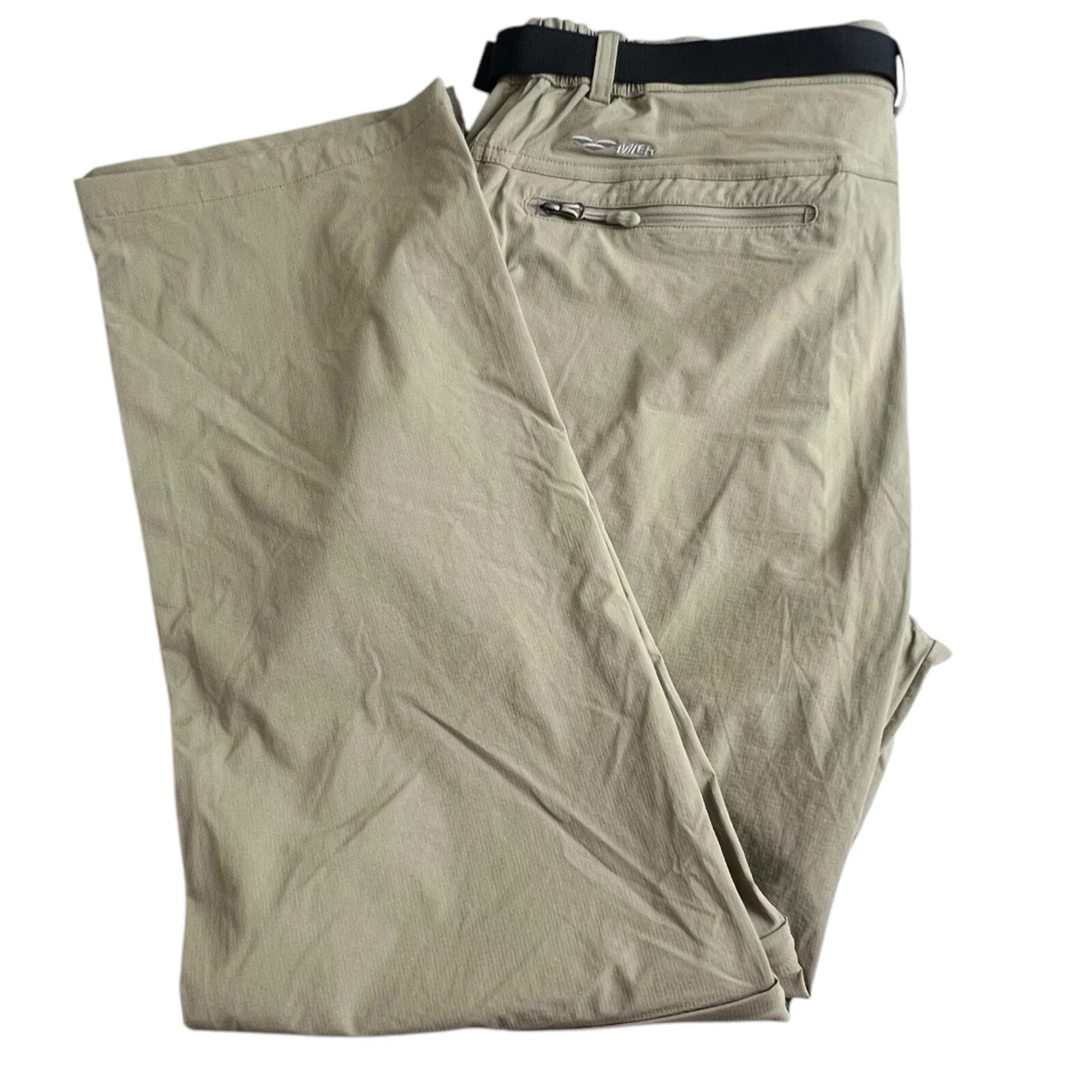 Mier Mens Tan Large Nylon Straight Leg Convertible Belted Hiking Cargo Pants