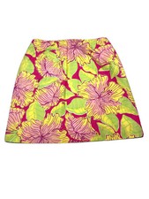 VTG Lilly Pulitzer Womens Pink Yellow Tropical Print Cotton Short Skirt Size 6
