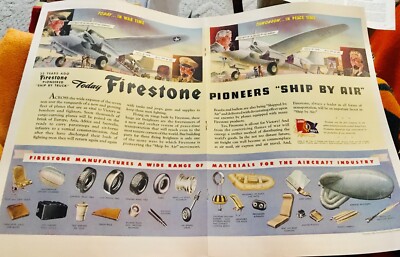 FIRESTONE Pioneers  Ship By Air  1942 Ad Magazine Print Amazing 1st Print USA***