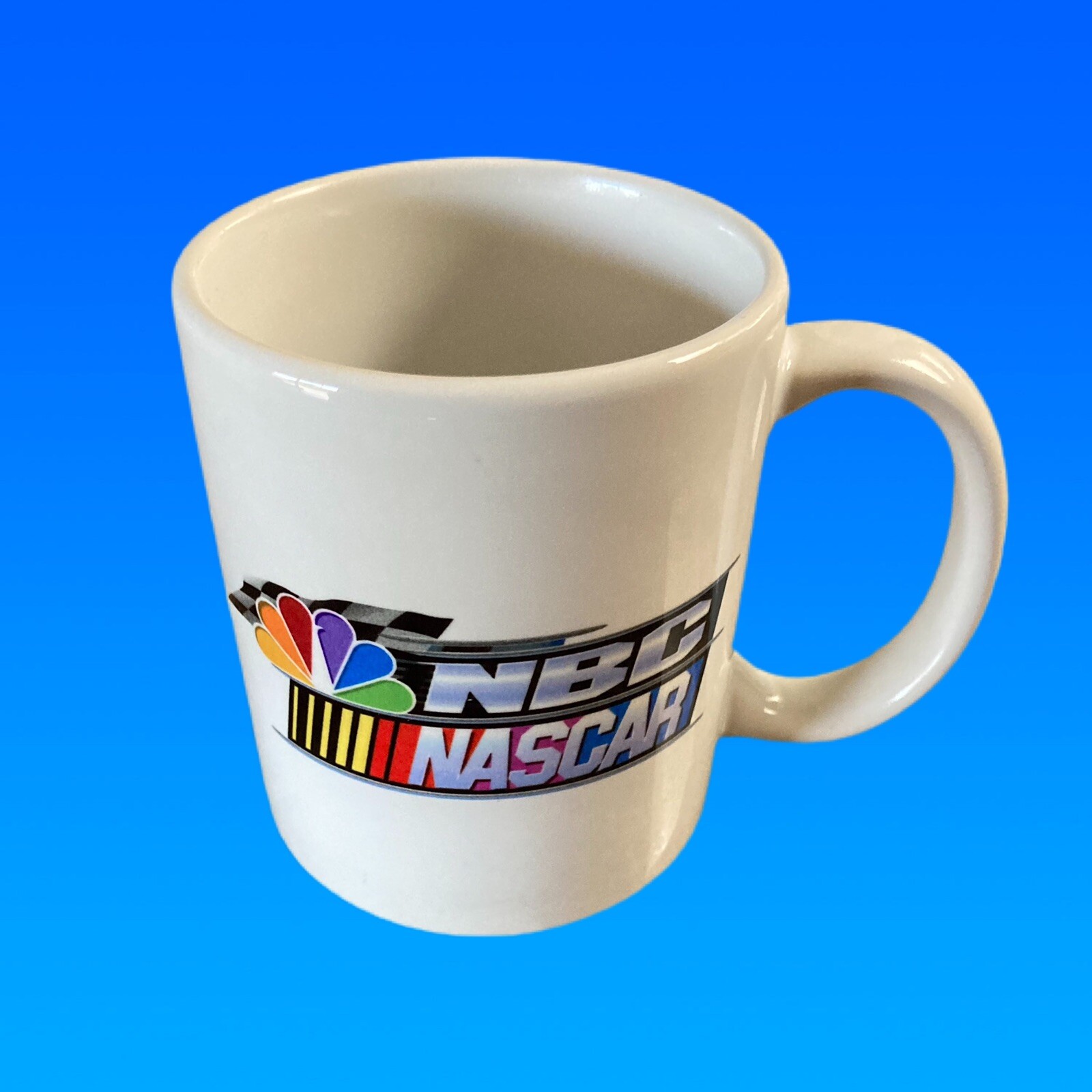 NBC Peacock Rainbow NASCAR Logo Ceramic White Coffee Mug  