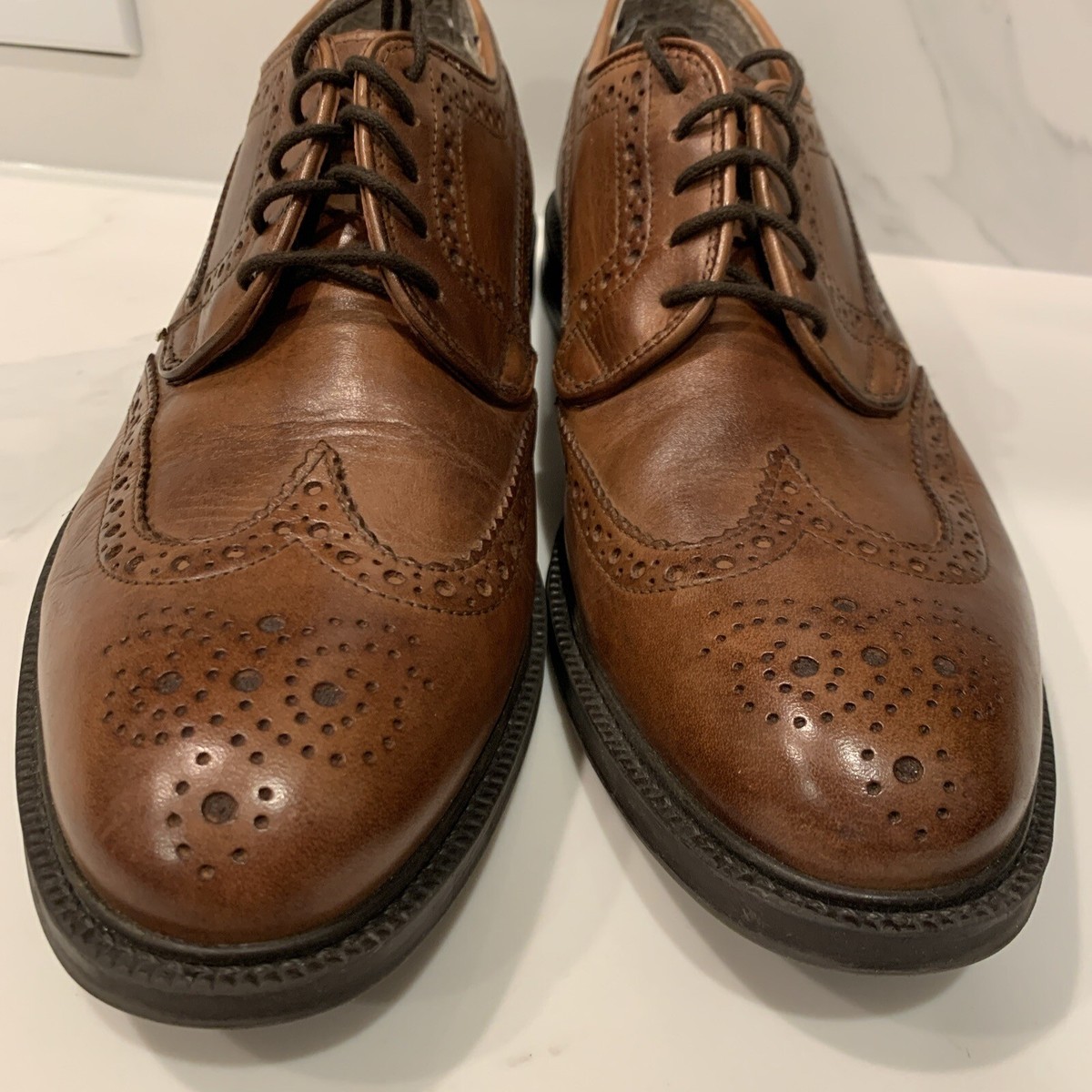 Stafford Tailored Oxford Wingtip Mens Brown Leather Dress 