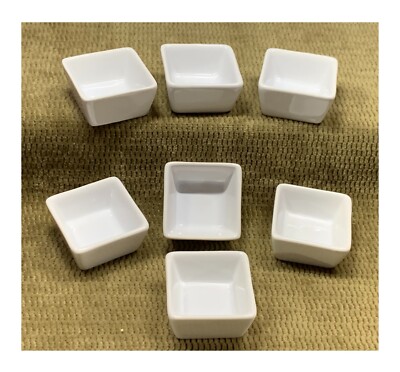 SET OF 7 MADE WELL SQUARE CERAMIC DIPPING BOWLS - HOLDS MAYBE 1-2 OZS