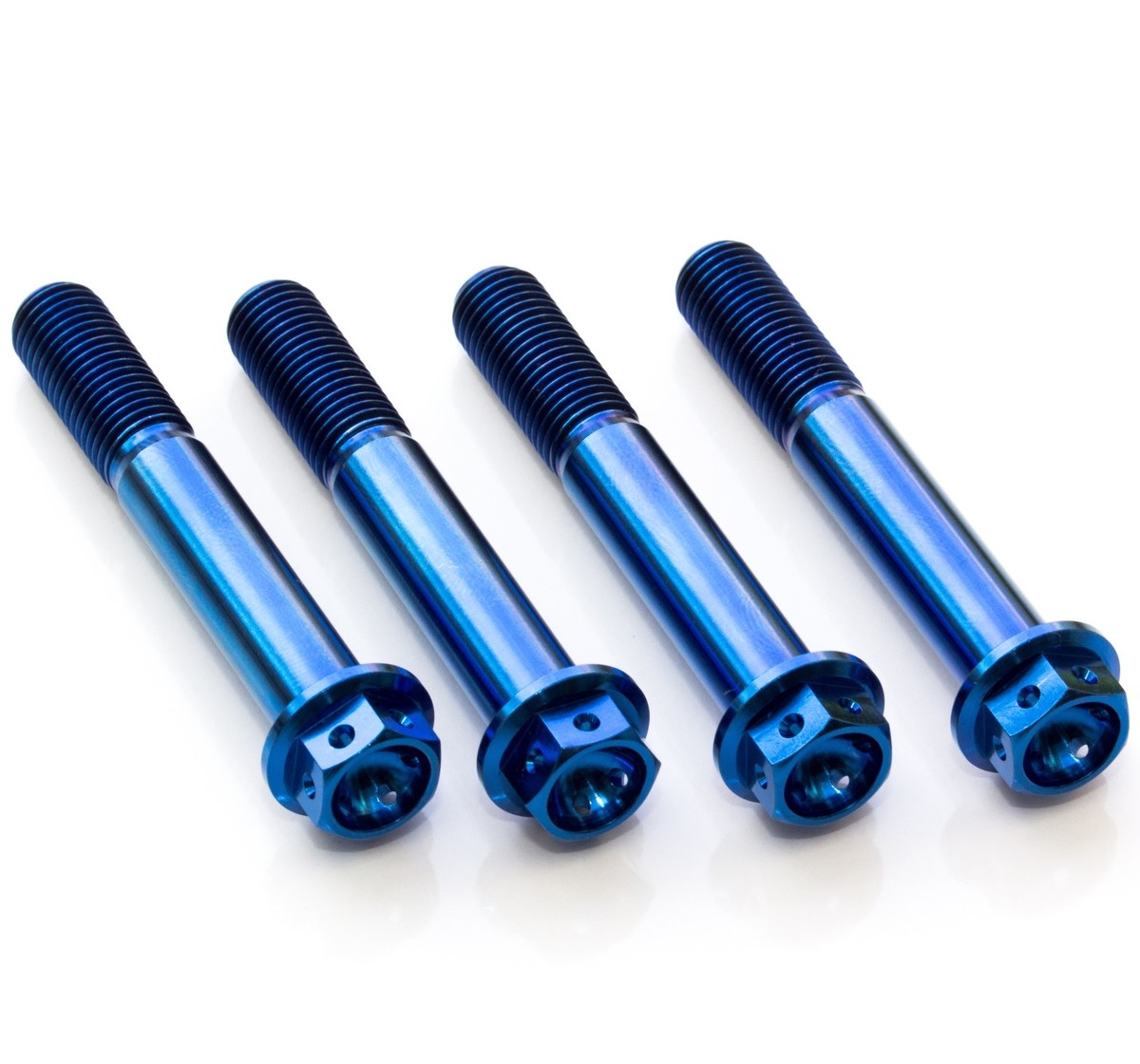 4x Blue Titanium Front Caliper Bolts 70mm Race Spec Drilled