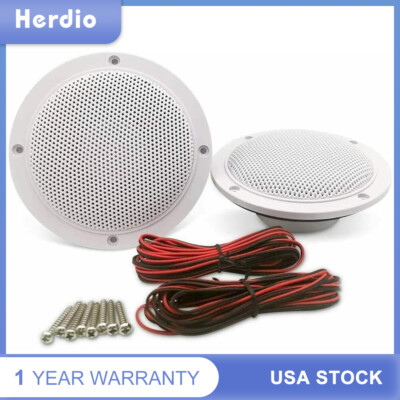 Herdio 4'' Waterproof Marine Ceiling Speakers for Boat Car RV Camper Motorcycle