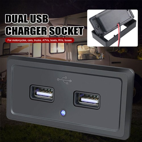 3.1A Dual USB Port Fast Charger Socket Power Outlet Panel 12V Motorcycle Car RV - Picture 11 of 12