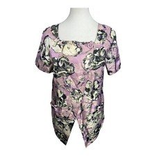 Vera Wang 12 Lavender Label Floral Brocade Jacket Short Sleeve Buttons Lame