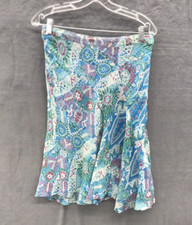 Uniform John Paul Richard Skirt Size 8 Blue Metallic Silver Diagonal Stripe