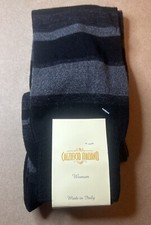 Calzificio Italiano Women  s Socks Black/Grey Striped, Merino Wool Blend, NWT