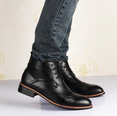 modo Gli Wing Lace Stivaletti formale Brogue in uomini Tip Oxford si Up Size pelle vestono in scarpe SUrFIUq