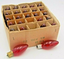 25 Piece Box C9 Transparent Red Christmas Light Bulbs TESTED - H2-2