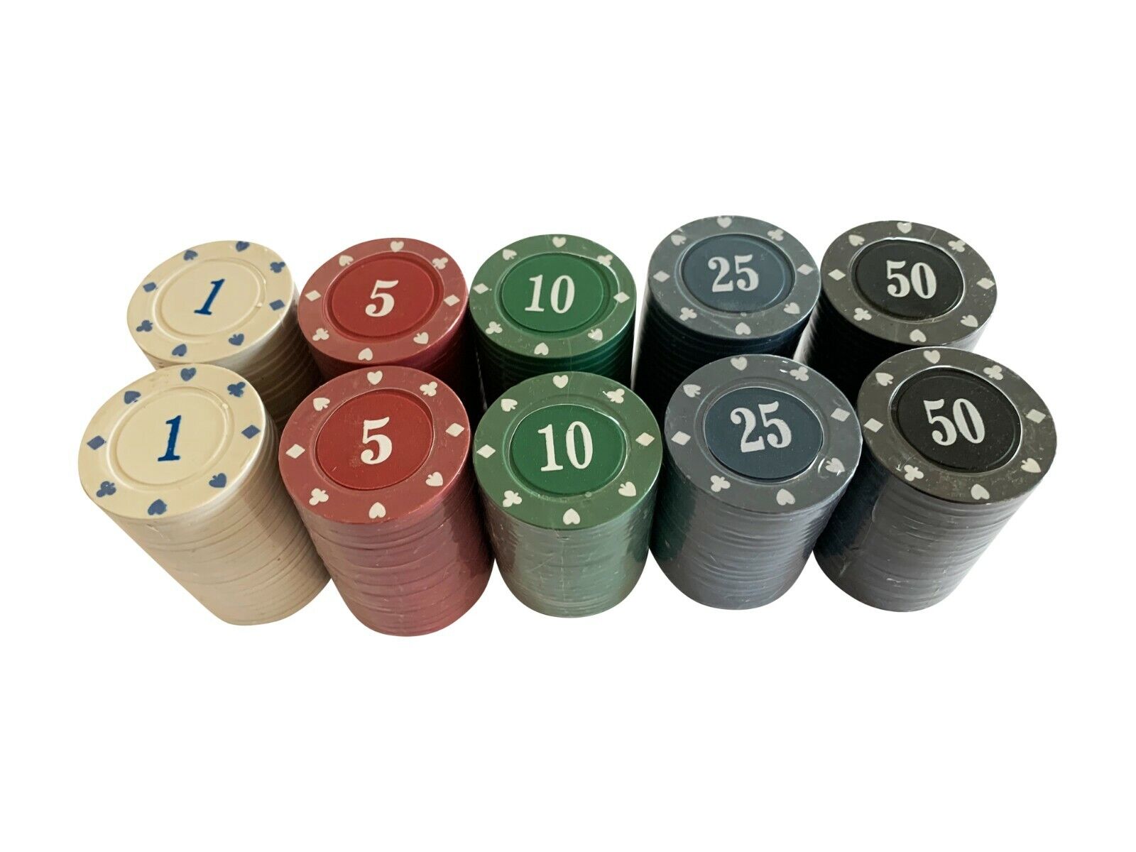 NUMBERED POKER ROULETTE CASINO CHIPS - SUITED DESIGNS - CHOOSE COLOUR + QUANTITY