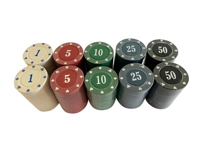 NUMMERIERTE POKER ROULETTE CASINO CHIPS - PASSENDE DESIGNS - FARBE + MENGE WÄHLBAR