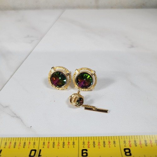 GEMELOS ENVOLVENTES DE MALLA DORADA SWANK Sandía PRISTÁMTICA ESTRÁS DE COLECCIÓN - Imagen 3 de 7