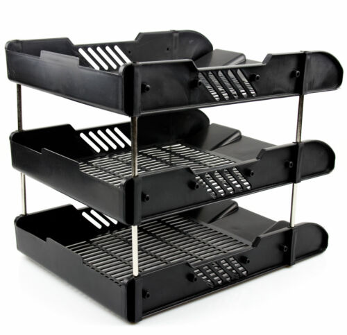 Office Filing Trays Letter Rack Desk Organiser Paper A4 Document Holder Black - 第 6/9 張圖片