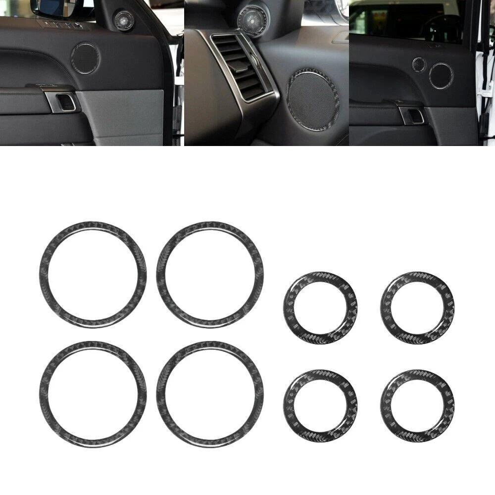 For Land Range Rover Sport 2014-2017 Carbon Fiber Speaker Ring Cover Trim 8Pcs