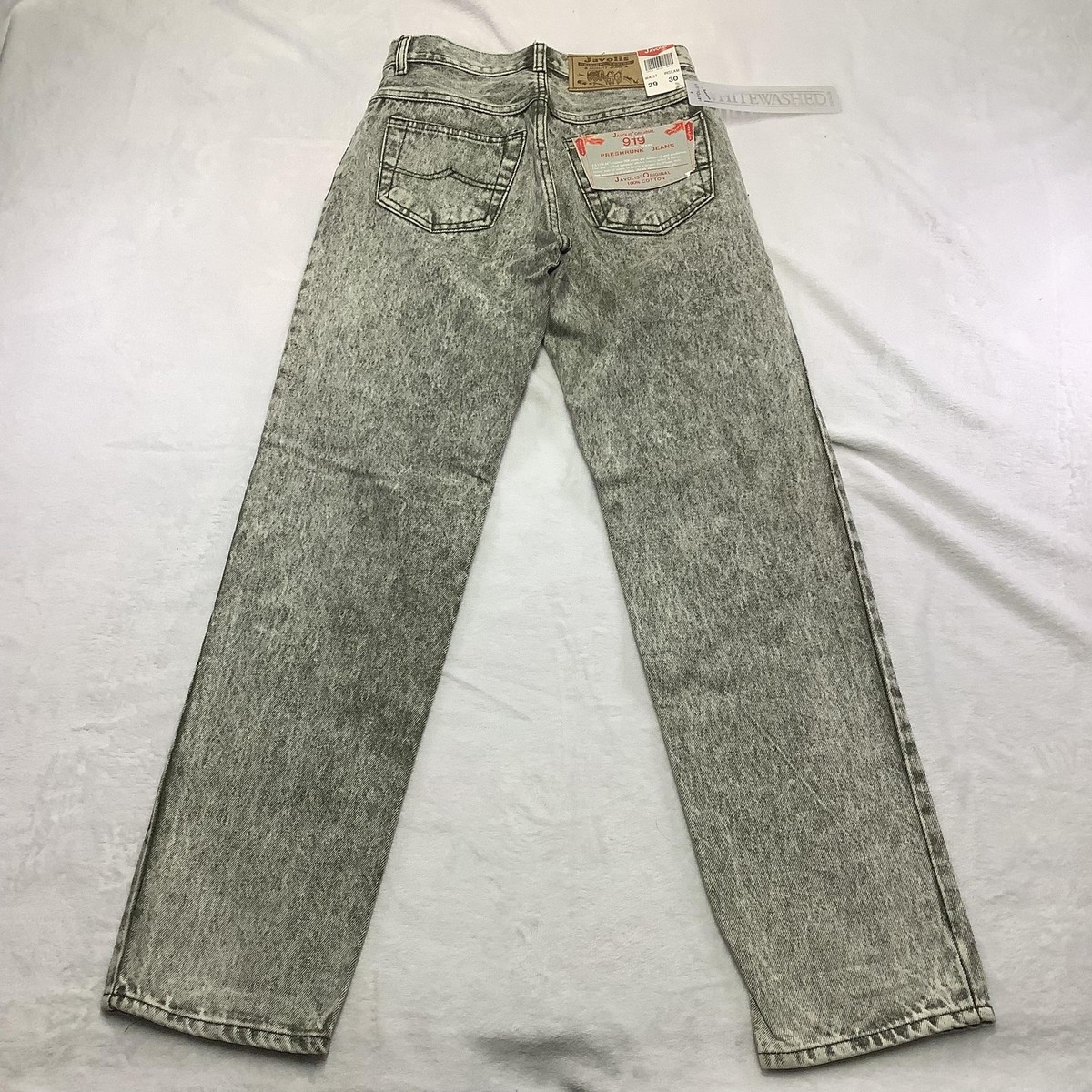 Vintage Javolis 919 Jeans Mens 29x30 Gray Acid Wash Button Fly