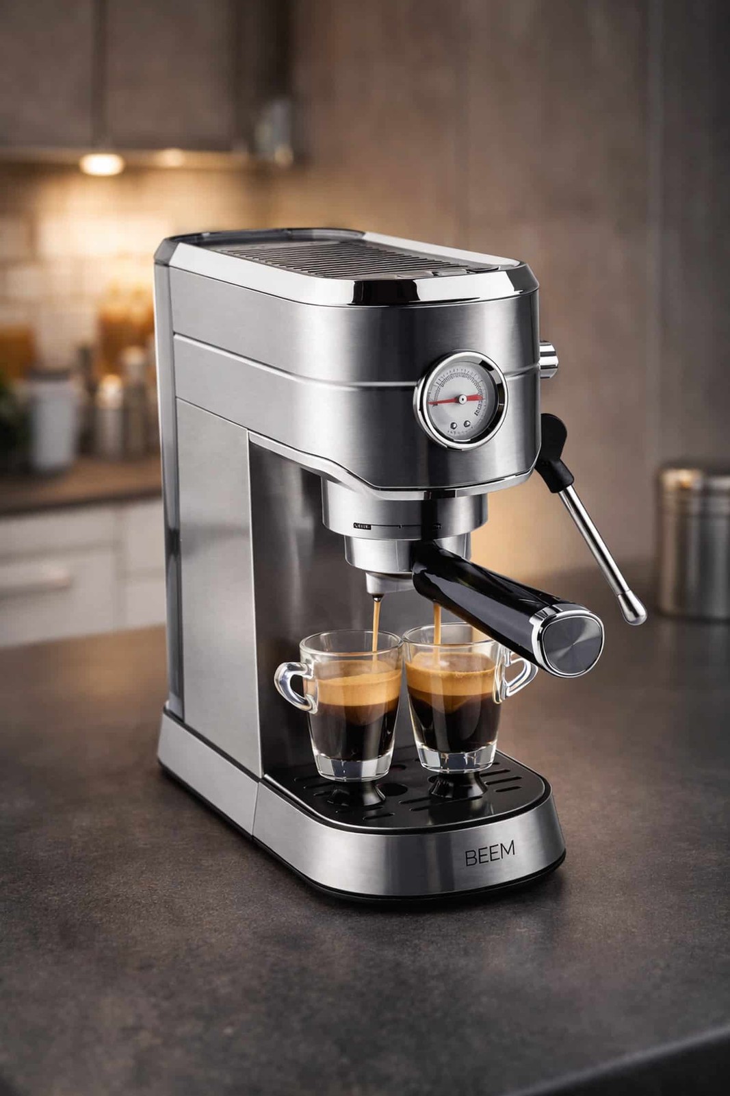 BEEM Espressomaschine Siebträgermaschine Kaffeemaschine aus Edelstahl NEU