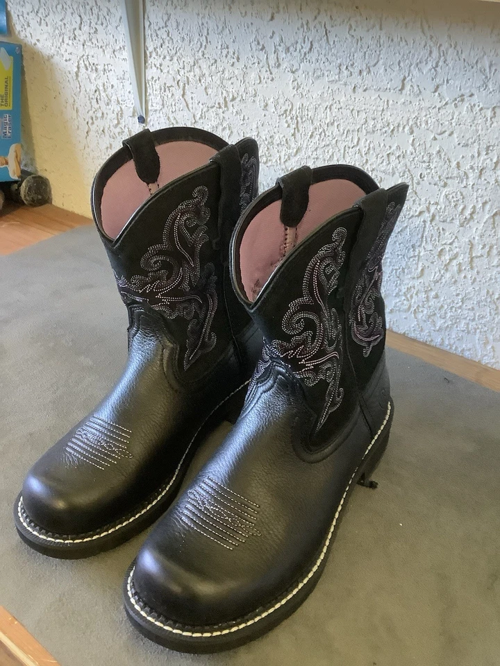 Ariat жира Baby женские ботинки размер 9B черный олень желтовато-коричневый кожаный новый без коробки - Изображение 2 из 4