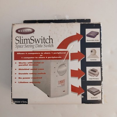 Belkin SlimSwitch 4-Port Data Switch Centronics F1B028-V new J33
