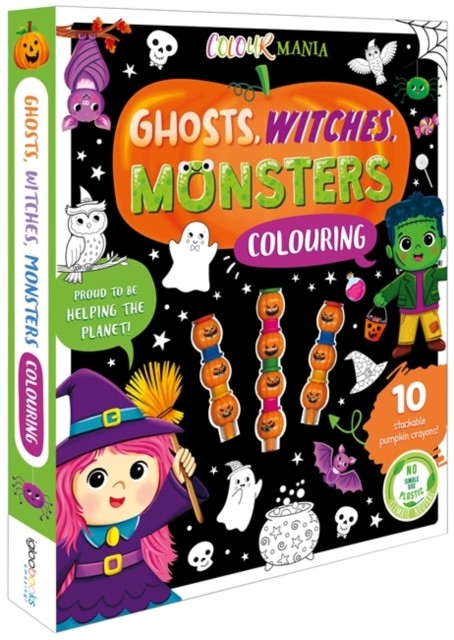 Ghosts, Witches, Monsters Colouring (Colouring Kit with 10 Stackable Crayons!) - Image 2