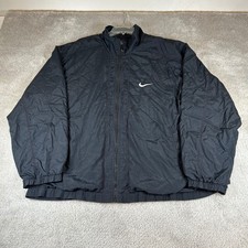 Vintage 90s Nike Windbreaker Jacket Mens XL Black Full Zip Embroidered Swoosh