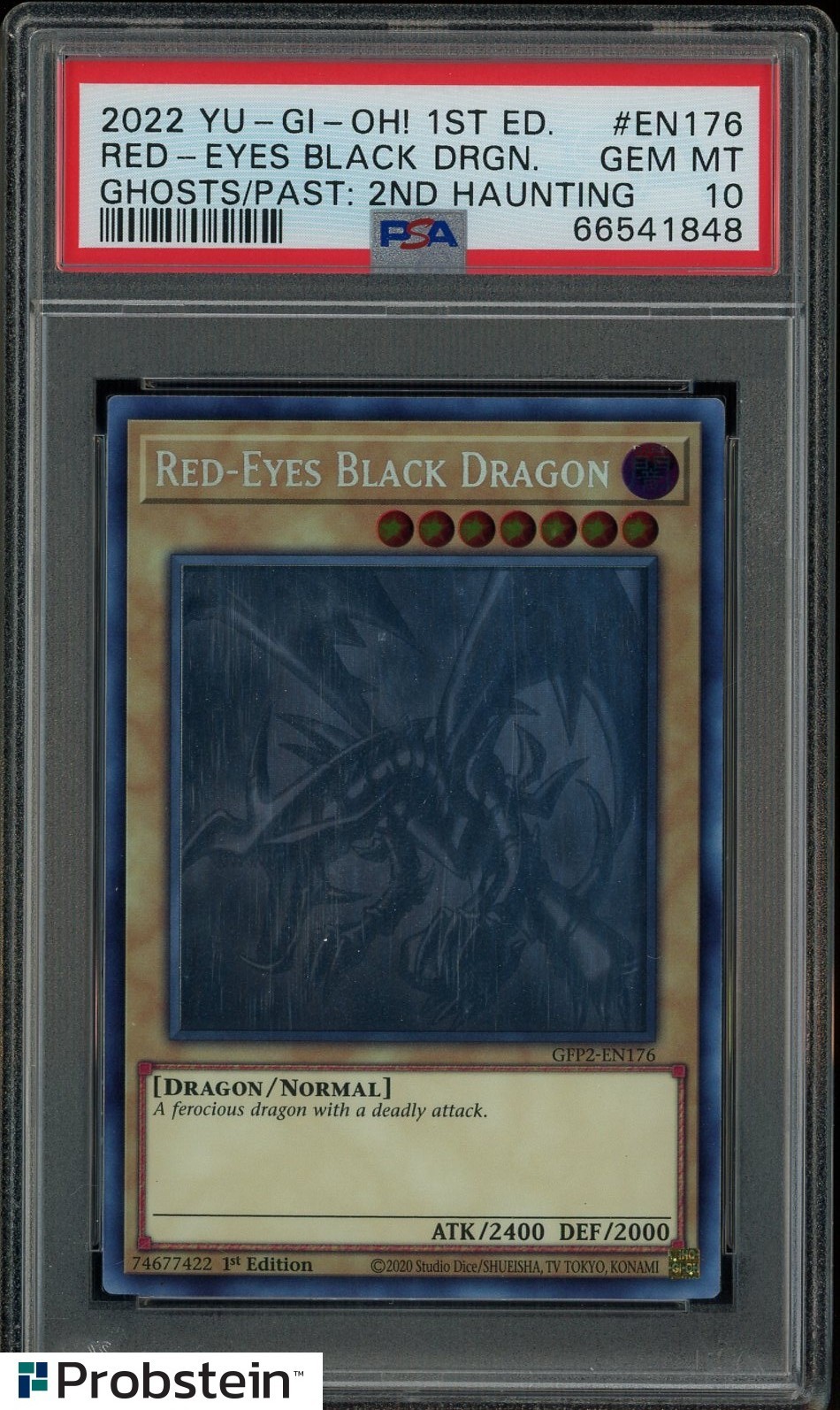 2022 Yu-Gi-Oh! 1st Edition GFP2-EN176 Red-Eyes Black Dragon Ghost Rare PSA 10 view 1