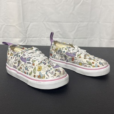Vans Authentic Fairy Tale Kids Slip On Sneaker Unicorn & Rainbow Print Size 7