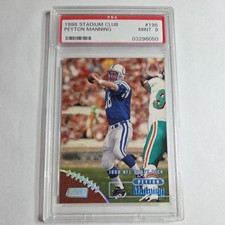 1998 TOPPS STADIUM CLUB #195 PEYTON MANNING ROOKIE RC PSA 9 Colts HOF 🔥