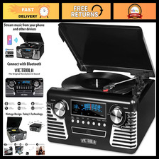 Victrola Haley Retro Bluetooth Record Player Multimedia Center with Built-in S