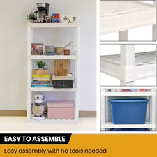 Plastic Shelving Unit Storage Shelf 4-Tier 56"H x 14"D x 30"W White 400 lbs.
