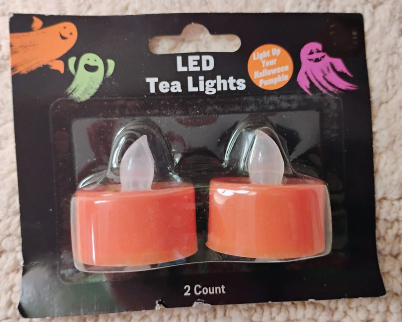  LED Pack of 2 Tea Lights - Flameless - Orange - NEW