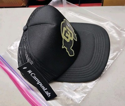 COLORADO BUFFALOES BASEBALL CAP HAT CAMPUSLAB SNAPBACK-ALL BLACK MESH NEW!