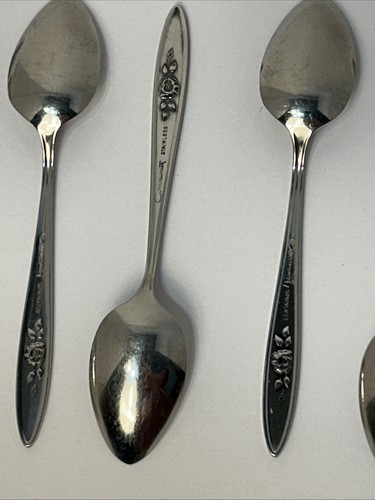 Oneida Community“Rose Shadow” Set Of 7 Tea Spoons Stainless 6" Pre-Owned Good - Picture 7 of 9