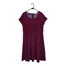 Michael Kors Magenta Snake-Print Fit & Flare Midi Dress Sz OX