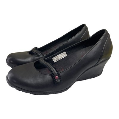 MERRELL Petunia leather black wedge pumps women Size 10