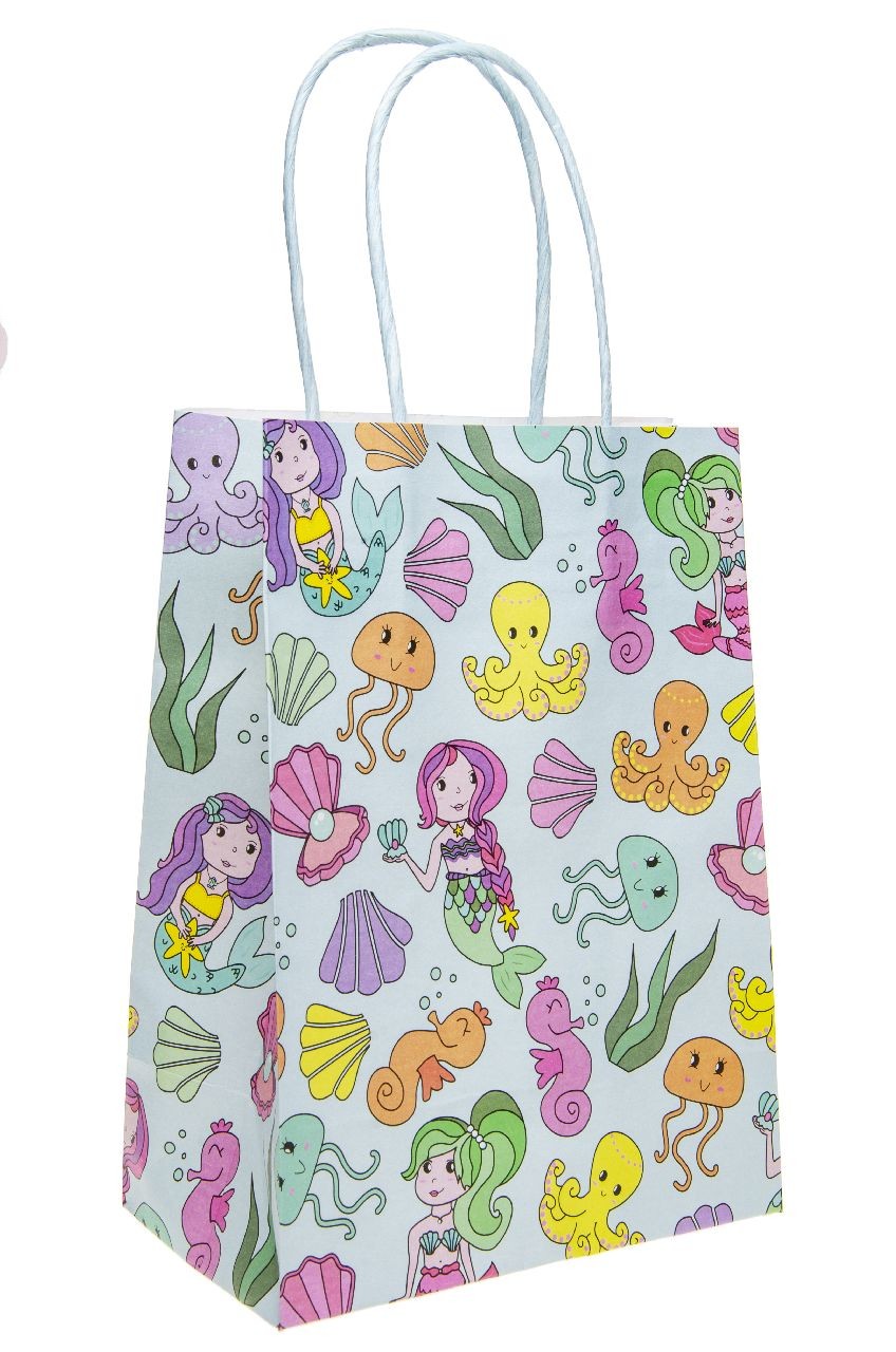 Mermaid Paper Gift Bag - Treat Gift Loot Bags Kids Birthday Party Favour